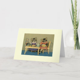 Vintage Cat Tea Time Note Card Karte
