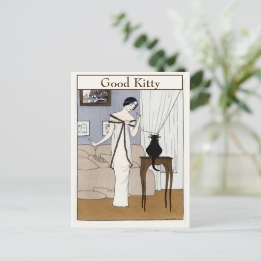 Vintage CAT, Text ändern Postkarte (Stehend Vorderseite)