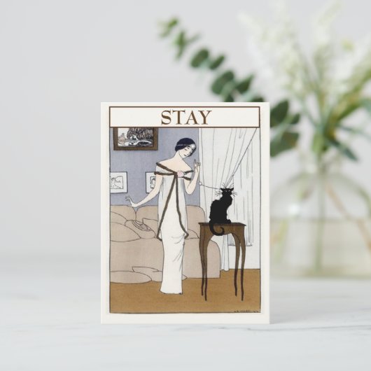 Vintage CAT, Text ändern Postkarte (Stehend Vorderseite)