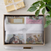 Vintage Cat Themed Trade Cards (nicht KI) Seidenpapier (Geschenk)