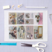 Vintage Cat Themed Trade Cards (nicht KI) Seidenpapier (Handwerk)