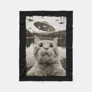 Vintage Cat Ufo Begegnungen - Funny Ufo und Cat Se Fleecedecke