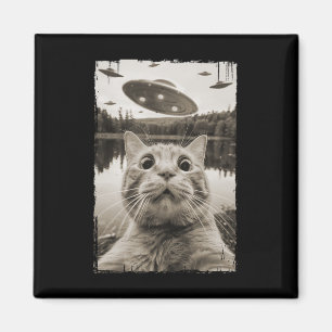 Vintage Cat Ufo Begegnungen - Funny Ufo und Cat Se Magnet