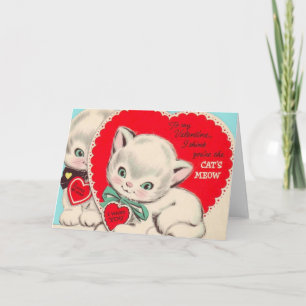 Vintage Cat Valentine Day Grußkarte Feiertagskarte