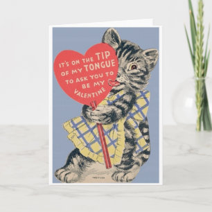 Vintage Cat Valentine Day Grußkarte Feiertagskarte