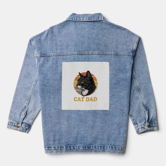 Vintage-Cat-Vater Retro-Cat-Liebhaber-Shirt-Design Jeansjacke (Rückseite)