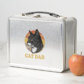 Vintage-Cat-Vater Retro-Cat-Liebhaber-Shirt-Design Metall Brotdose (Beispiel)