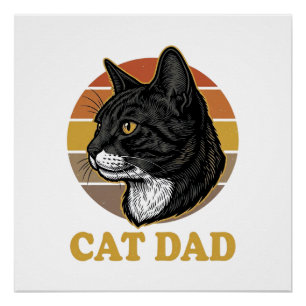 Vintage-Cat-Vater Retro-Cat-Liebhaber-Shirt-Design Poster