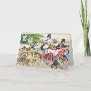 Vintage Cat Wedding Grußkarte Karte