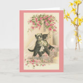Vintage Cat Wedding Grußkarte Karte (Gelbe Blume)