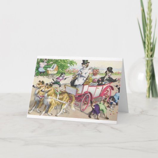 Vintage Cat Wedding Grußkarte Karte (Vorderseite)