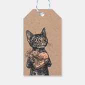 Vintage Cat With Heart Box Valentines Day Geschenkanhänger (Rückseite)