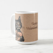 Vintage Cat With Heart Box Valentines Day Kaffeetasse (Vorderseite Links)