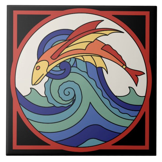 Vintage Catalina-Insel-Fliegen-Fisch-Fliese Fliese (Vorderseite)