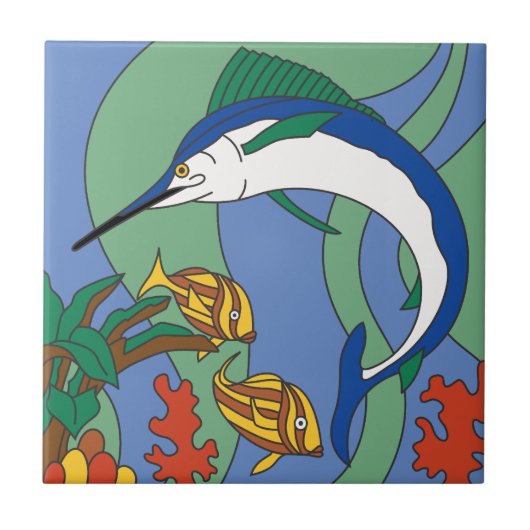 Vintage Catalina-Insel-Speerfisch-Fliese Fliese (Vorderseite)