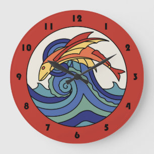 Vintage Catalina Island Tile Flying Fish Große Wanduhr