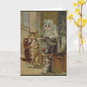 Vintage Cats and Roasted Chestnuts Note Card Karte (Gelbe Blume)