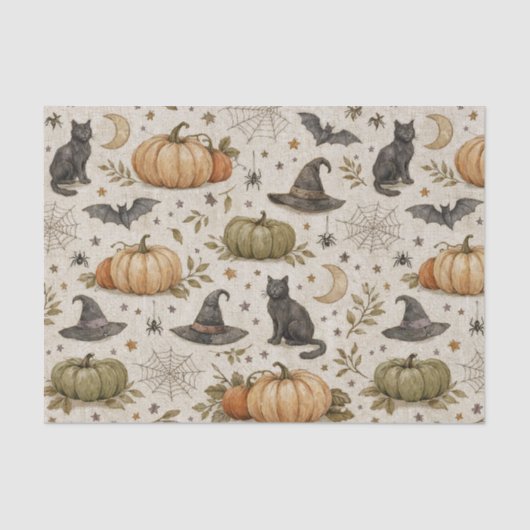 Vintage Cats Pumpkins Halloween Seidenpapier (Vorderseite)