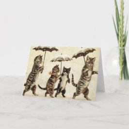 Vintage Cats Walking in the Snow. Karte