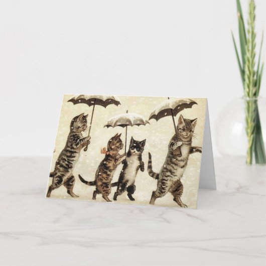 Vintage Cats Walking in the Snow. Karte (Vorderseite)