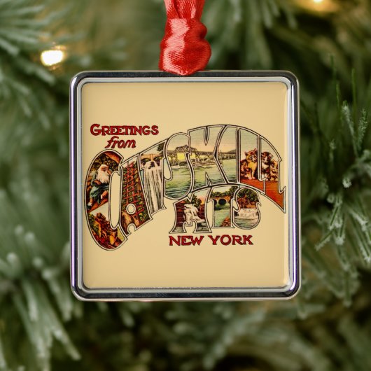 Vintage Catskill Mtns Ornament Aus Metall (Baum)