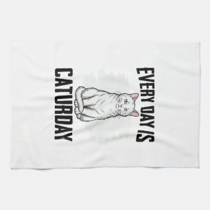 Vintage Caturday Katzenliebhaber Lustiges Shirt De Geschirrtuch
