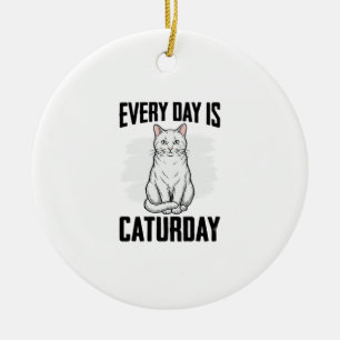 Vintage Caturday Katzenliebhaber Lustiges Shirt De Keramik Ornament