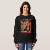 Vintage Catzilla Breaking News, Funny hungry Kitte Sweatshirt (Vorne ganz)