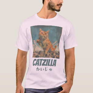 Vintage Catzilla japanischer Anime süße Monsterkat T-Shirt