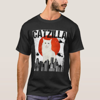Vintage Catzilla Turkish Angora Cat T-Shirt