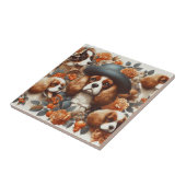 Vintage Cavalier King Charles Spaniel Gemälde Fliese (Seite)