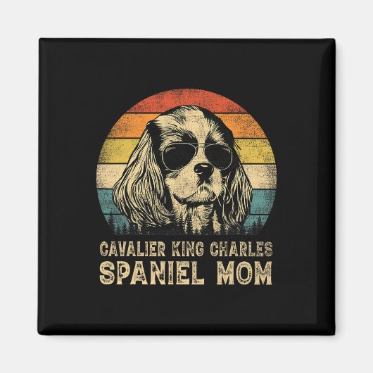 Vintage Cavalier King Charles Spaniel Mutter Hund Magnet (Vorne)