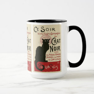 Vintage Ce Soir Le Chat Noir Plakat Tasse