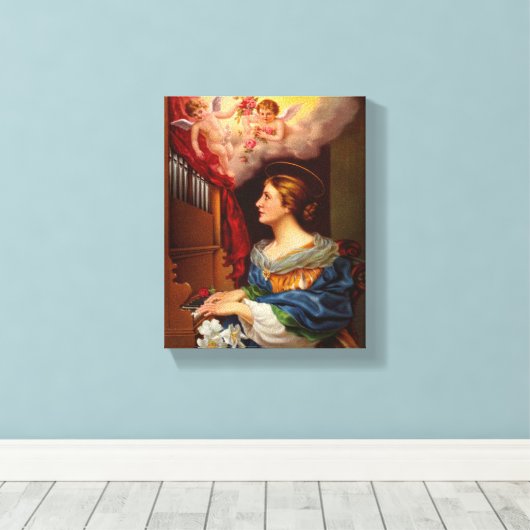 Vintage Cecilia mit Angels Musica Leinwanddruck (Insitu (Holzboden))