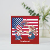 Vintage Celebrate American Flag Party Einladung (Stehend Vorderseite)