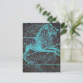 Vintage Celesstial Blue Lion Postkarte (Stehend Vorderseite)