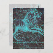 Vintage Celesstial Blue Lion Postkarte (Vorne/Hinten)