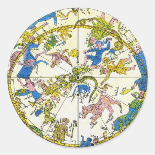 Vintage Celestial, Arabische Sphäre, Sternbilder Runder Aufkleber