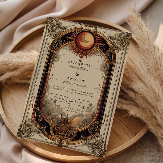 Vintage Celestial Art Nouveau Wedding Einladung