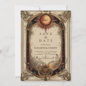 Vintage Celestial Art Nouveau Wedding Save The Date (Vorderseite)