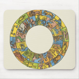 Vintage Celestial, Astrologisches Zodiac-Wheel Mousepad