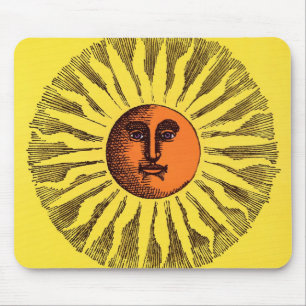 Vintage Celestial Gelber Lachender Glücklicher Hip Mousepad
