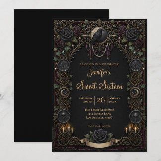 Vintage Celestial Gothic Sweet 16 Einladung