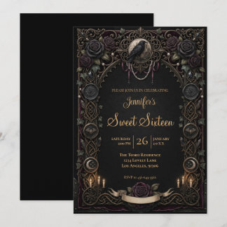 Vintage Celestial Gothic Sweet 16 Einladung