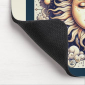 Vintage Celestial Halb Sun & Moon Blau gelb Mousepad (Ecke)