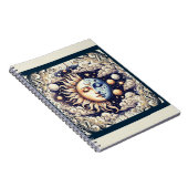 Vintage Celestial Halb Sun & Moon Blau gelb Notizblock (Rechte Seite)