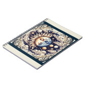 Vintage Celestial Halb Sun & Moon Blau gelb Notizblock (Linke Seite)