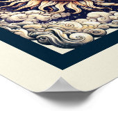 Vintage Celestial Halb Sun & Moon Blau gelb Poster (Ecke)