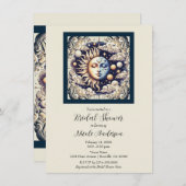 Vintage Celestial Half Sun & Moon Creme Beige Einladung (Vorne/Hinten)