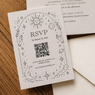 Vintage Celestial Hochzeit Qr Code RSVP Karte